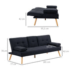 Schlafsofa, G?stebett, verstellbare R¨¹ckenlehne, klappbarer Tisch, 181x77x78 cm, Schwarz