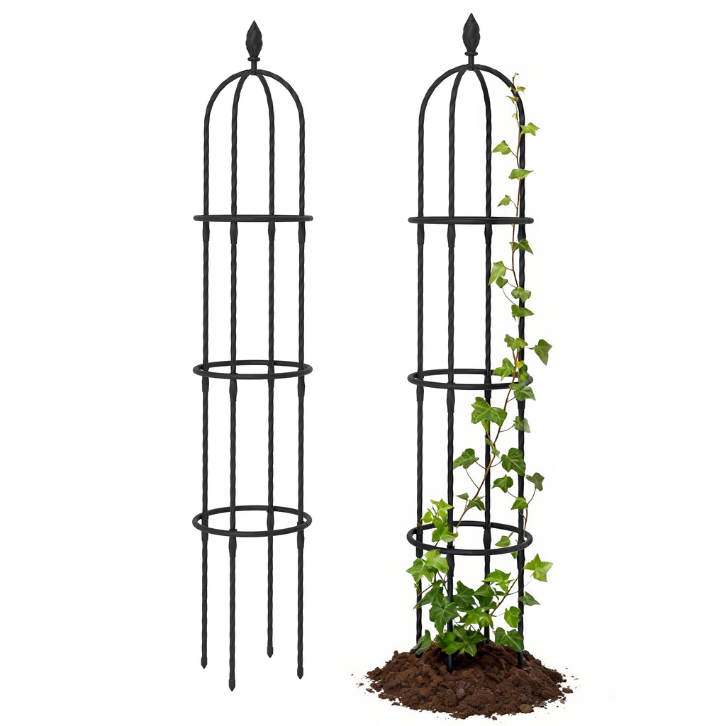 Garten Rankhilfe 2er Set 174 cm Obelisk Rankhilfe aus Stahl Abnehmbar Pflanzenst¨¹tze f¨¹r Kletterpflanzen Rose