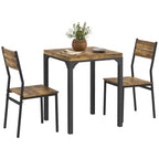 Three-Piece Minimal and Compact Dining Set, Rustic Brown