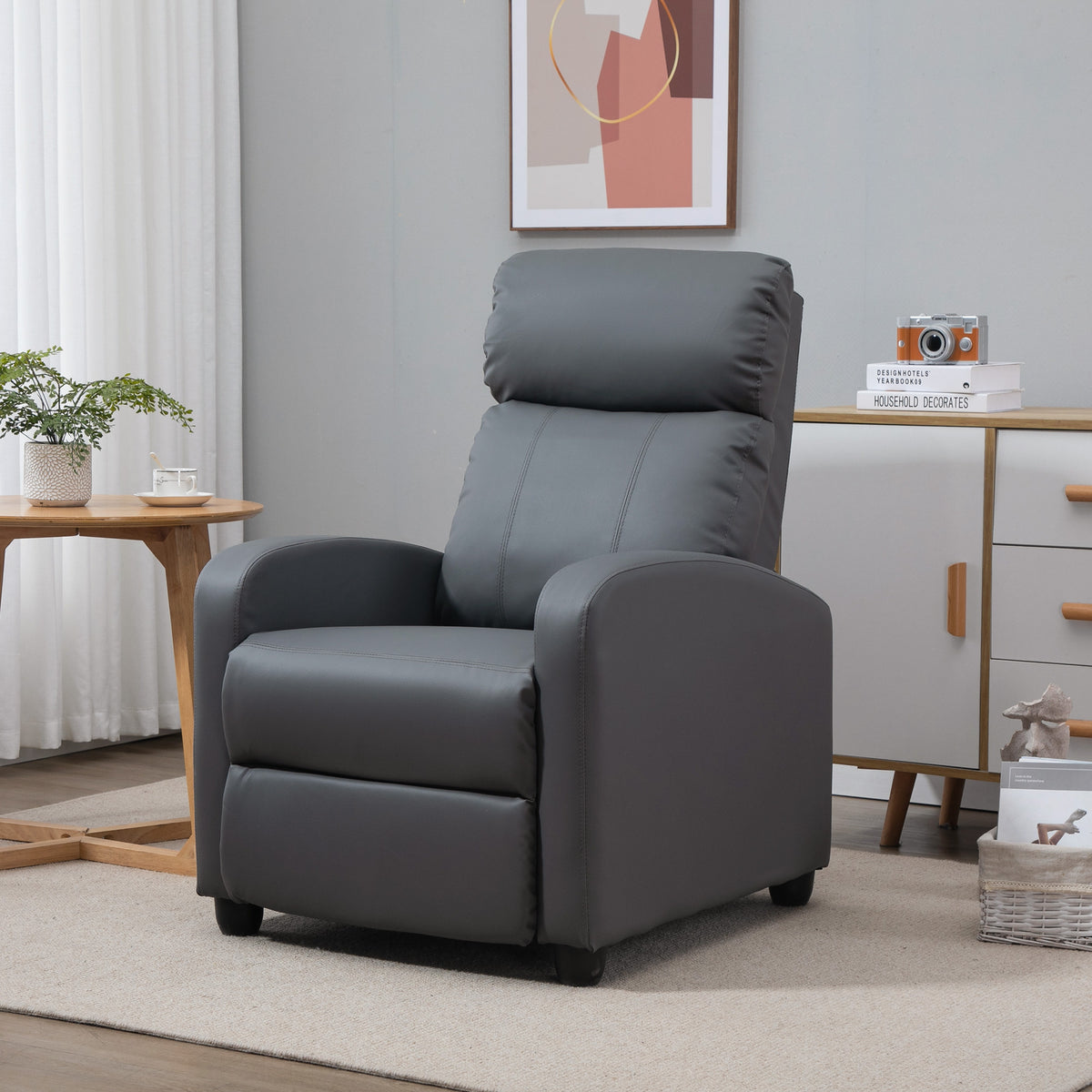 Relaxsessel Fernsehsessel mit Vibrationsmassage, Liegefunktion, 2 Massagepunkte, Fernbedienung, 68 x 88 x 98 cm Grau