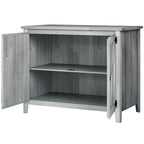 Wooden Garden Shed, Outdoor Fir Wood Storage Shed with Shelf and Double Doors, Light Grey