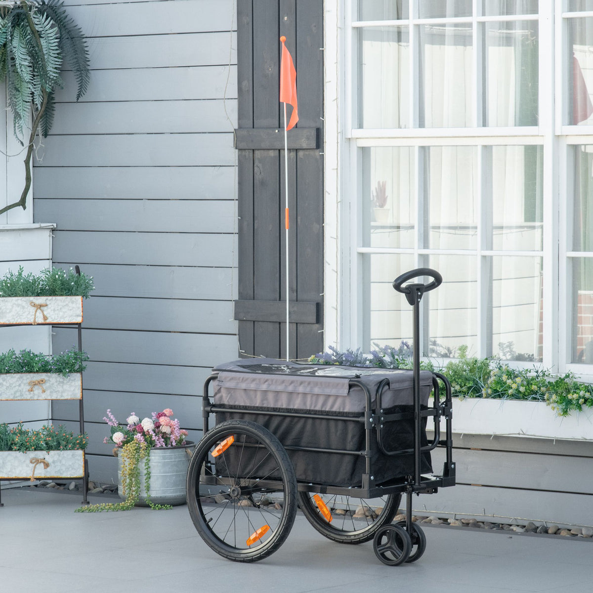 Lastenanhänger Bollerwagen 130 x 64 x 103 cm Stahl Schwarz+Grau