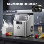 Eisw¨¹rfelmaschine Eisw¨¹rfelspender Ice-Maker 20kg/24h 2,3L Eisw¨¹rfelbereiter mit 3,2 L Wassertank, Silber