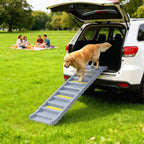 Dog Car Ramp with Anti-Slip Steps, 10-Steps Pet Stairs for Pets to Access Cars and High Beds, Grey