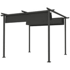 3 x 3 m Garten-Pergola mit verstellbarem Dach, Metallrahmen, UPF30+ Schutz, Sonnendach für Veranda, Terrasse, Dunkelgrau