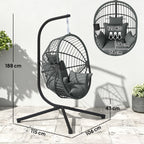 Outdoor Hängesessel Hängesessel, inkl. Polster, Egg-Chair, 120 cm x 106 cm x 188 cm, Grau