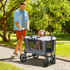 Hundewagen Hundebuggy klappbar für Hunde & Katzen bis 30 kg 110 x 65 x 102 cm Dunkelgrau