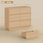 100 cm Sideboard, Buffetschrank mit 6 Schubladen, Kommode für Küche, Wohnzimmer, Esszimmer, Naturholz