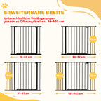Hunde-Absperrgitter, erweiterbar, Klemmmontage, Stahl, 76-107 x 76 cm, Schwarz