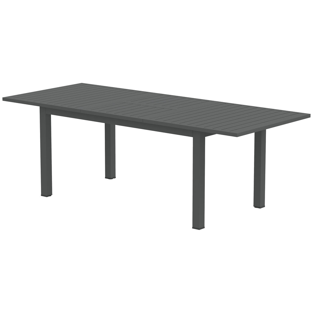 Aluminium Extending Garden Table with Slatted Top for 6-8 Person, 160/220 x 90 x 73 cm, Grey