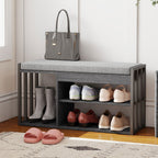Schuhregal mit Sitzbank, Flurregal für Schuhe, Schuhschrank mit 3-stufigem Design, für Flur, Eingangsbereich, Wohnzimmer, Schlafzimmer, Grau