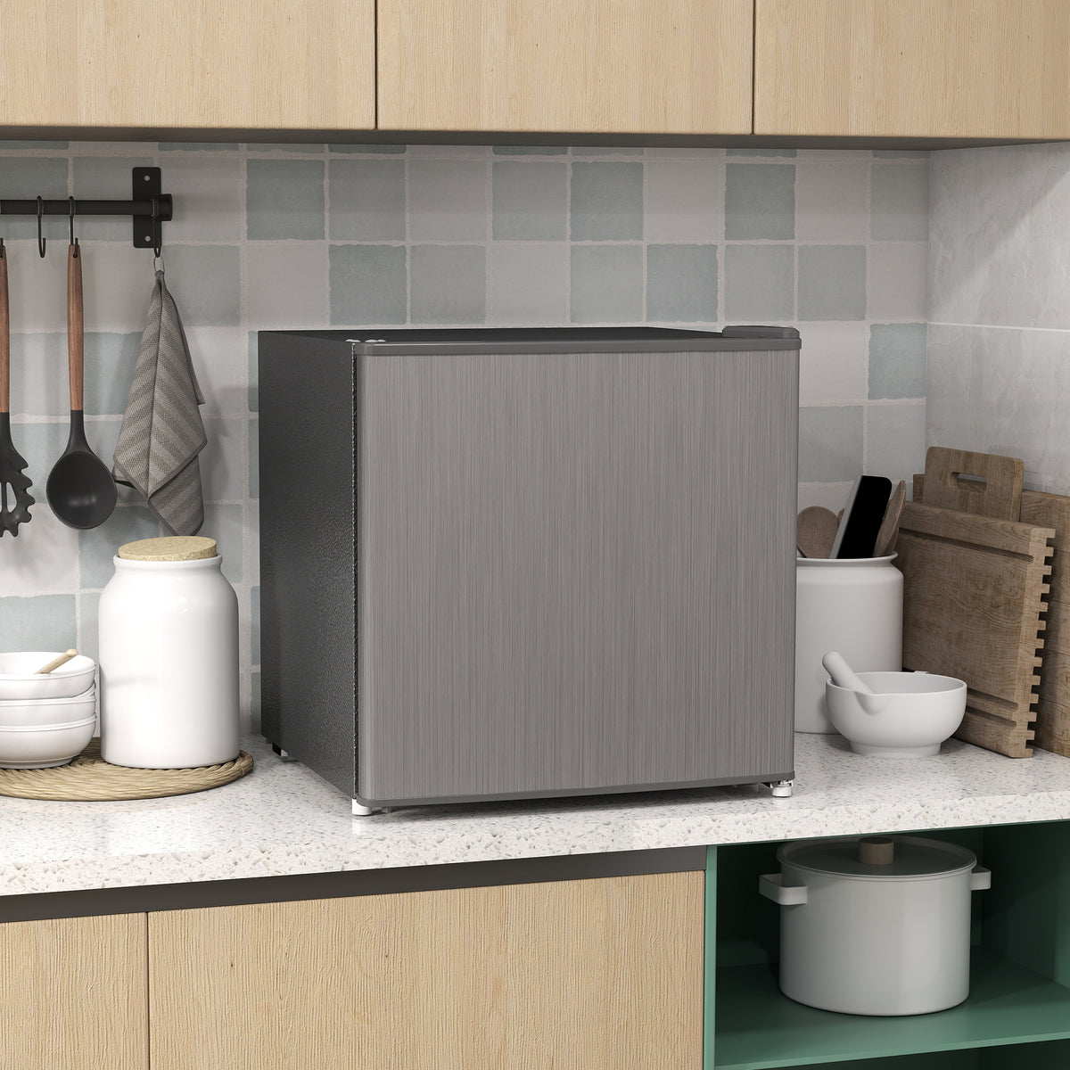 Mini-Gefrierschrank 35 L Gefrierbox elektrisch freistehend 161W Mini Gefriertruhe 47 x 44,2 x 48,8 cm Grau