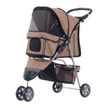3 Wheel Pet Stroller for Small and Miniature Dogs, Brown