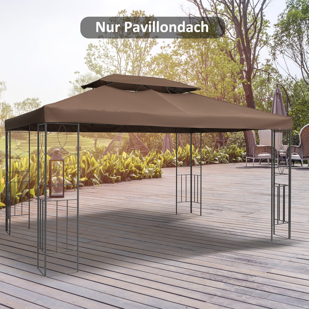 Ersatzdach für Gartenpavillons 3x4m Polyester Kaffee