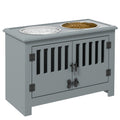 Raised Dog Bowls, Pet Feeding Station, with Storage, Food and Water Bowls, for Large Dogs - Grey