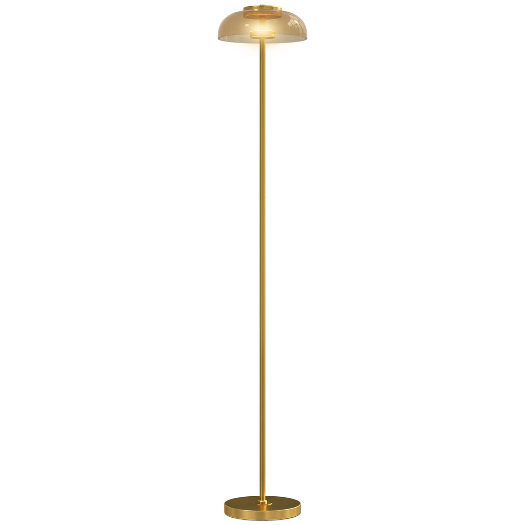 LED Stehlampe Wohnzimmer, Stehleuchte mit 3000 K warmem Licht, Fußschalter, 25 x 25 x 134 cm, Messing