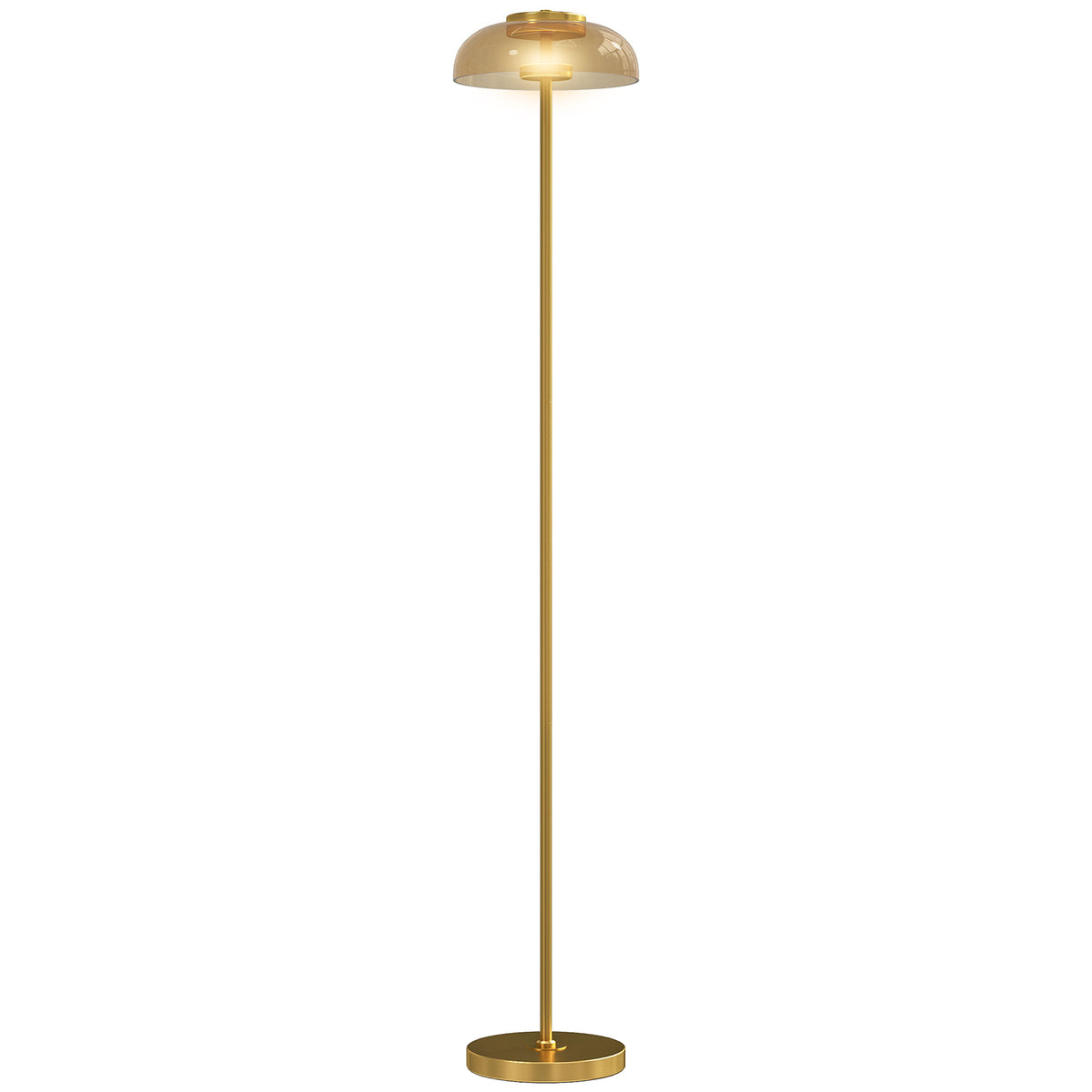 LED Stehlampe Wohnzimmer, Stehleuchte mit 3000 K warmem Licht, Fußschalter, 25 x 25 x 134 cm, Messing