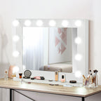 Hollywood Spiegel mit Beleuchtung, Touch-Steuerung, Memory-Funktion, 12 dimmbare LED-Lampen, weiß, 80 x 60 cm