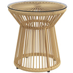 Outdoor-Beistelltisch Gartentisch Rattan-Beistelltisch, Glasplatte, PE-Rattan, 40 cm x 40 cm x 42 cm Beige