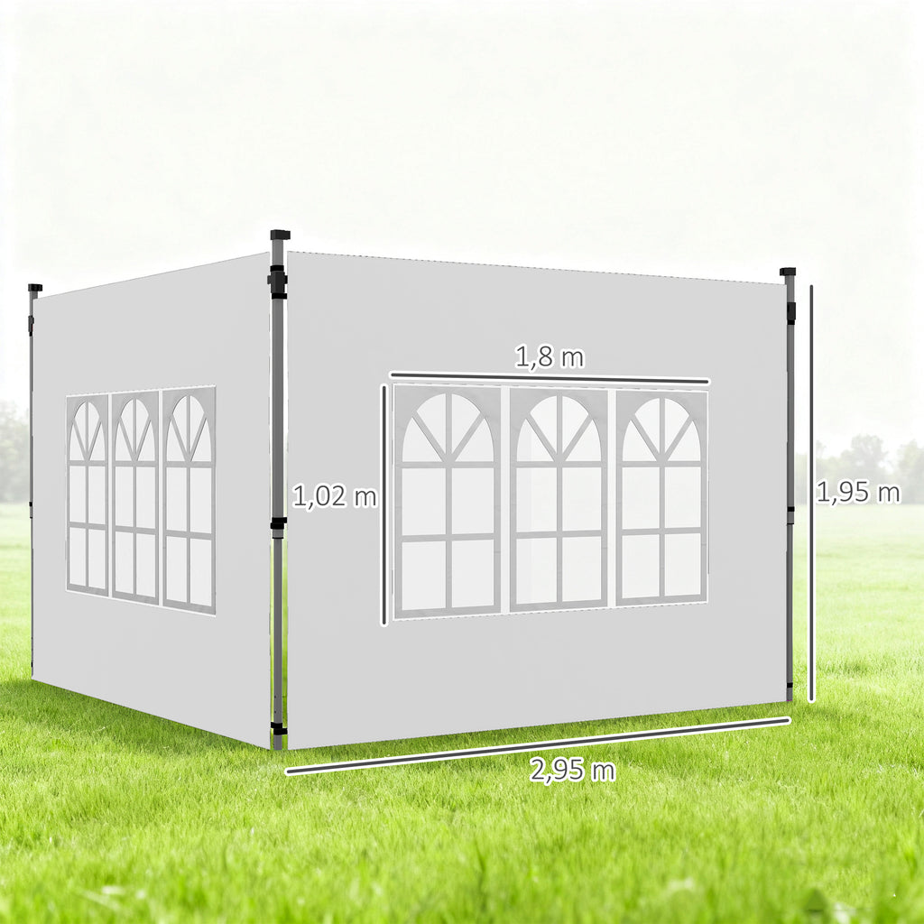 Gazebo Side Panels, Sides Replacement with Window for 3x3(m) or 3x4m Pop Up Gazebo, 2 Pack, White