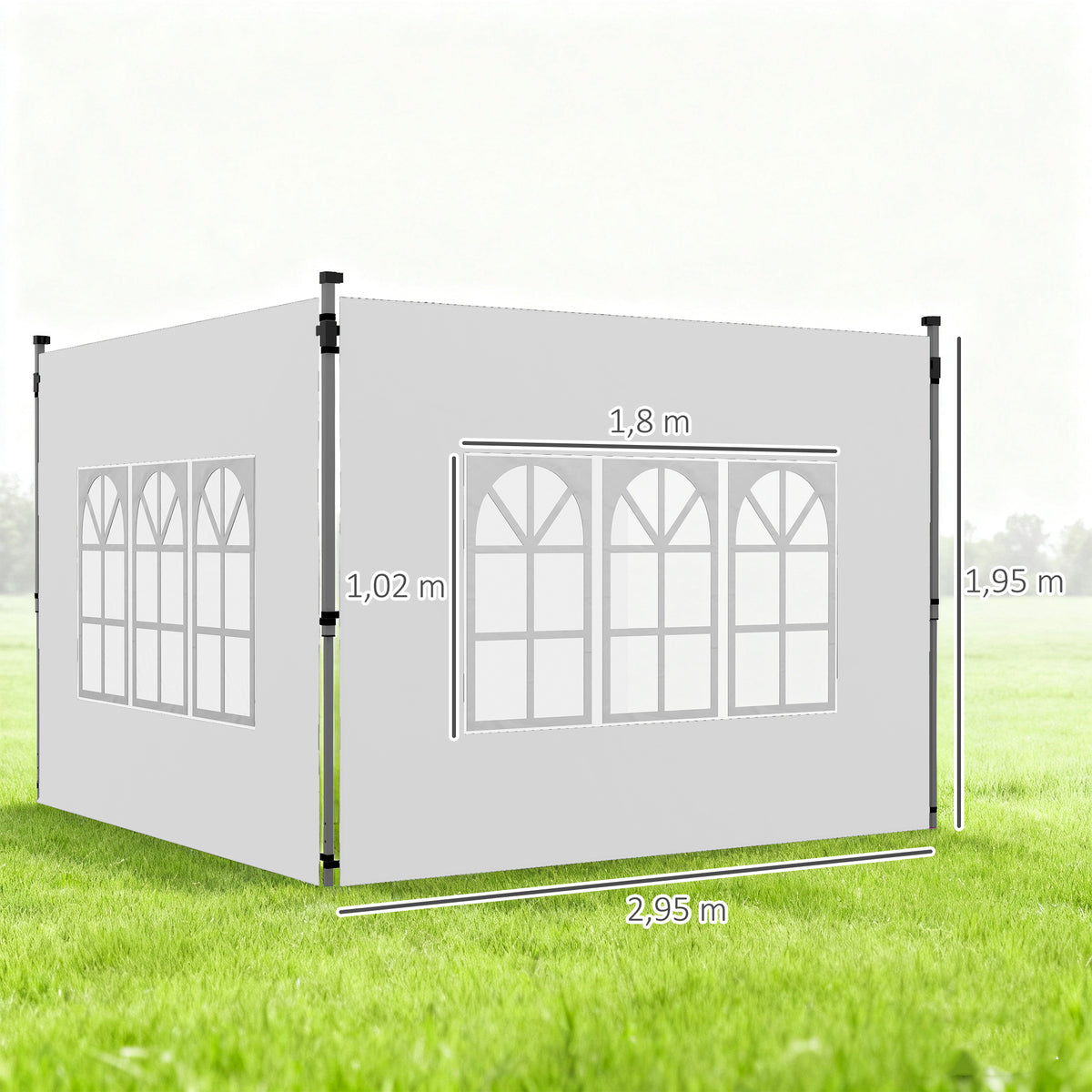 Gazebo Side Panels, Sides Replacement with Window for 3x3(m) or 3x4m Pop Up Gazebo, 2 Pack, White