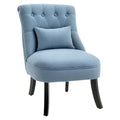 Sessel Wohnzimmer Relaxsessel Loungesessel Ruhesessel mit Rückenkissen, Holzbeine, Lesesessel mit Leinenoptik, Polstersessel für Schlafzimmer, Blau