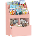 Kinderregal mit Schublade, Bücherregal mit Fächern, 60 x 29,9 x 90 cm, Rosa