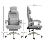 Bürostuhl, Ergonomischer Schreibtischstuhl mit Kopfkissen, Lendenkissen, höhenverstellbar Gamingstuhl mit Fußstütze, hoher Rückenlehne, Grau 62 x 68 x 117-127 cm