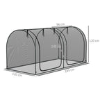 2,49 x 1,2 m Gartennetz, Pflanzenschutzzelt mit Tür, Winddichtes Schädlingsschutznetz mit Stahlrahmen, Schwarz