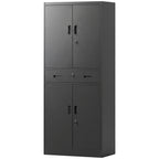 Metal Storage Cabinet, 180cm Tall Tool Cabinet with Locking Doors, Drawer and Adjustable Shelves, Black