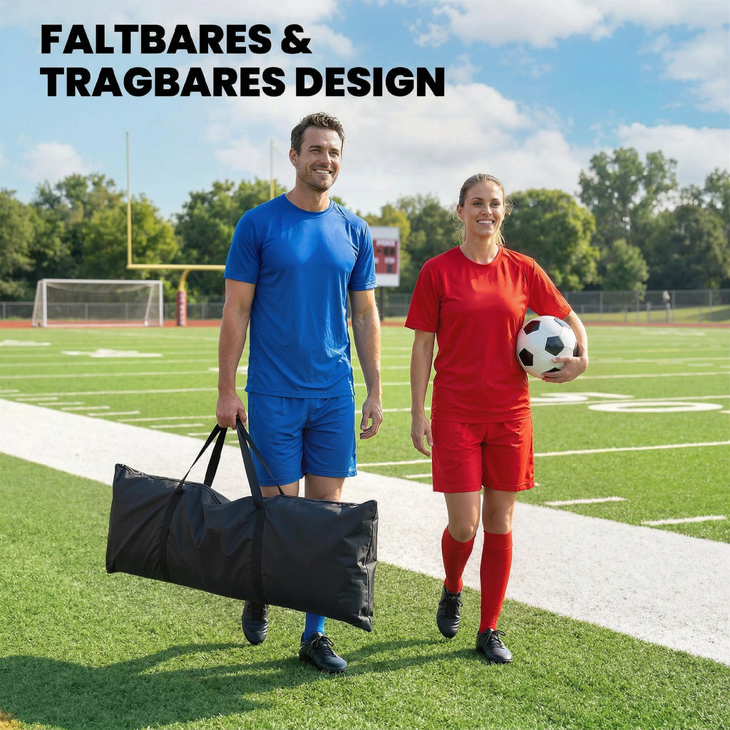 Rebounder für Fußball, 2-in-1 Zweiseitig Faltbar Prellwand mit Rückprallwand Netz, 200 x 94cm, Schwarz