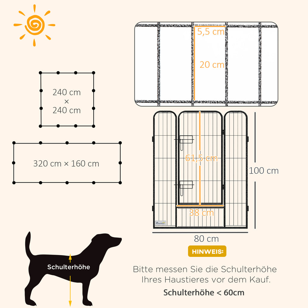 12 Panels Heavy Duty Puppy Playpen, for Small Dogs, Indoor and Outdoor Use - Silver