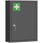 Medizinschrank zur Wandmontage mit Schloss, 3-stufiger Stahl-Wandschrank, 40 x 15 x 53,5 cm, Schwarz