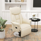 Relaxsessel, Liegefunktion, Lederoptik, Fußstütze, bis 150 kg, 78 x 80 x 109 cm, Creme