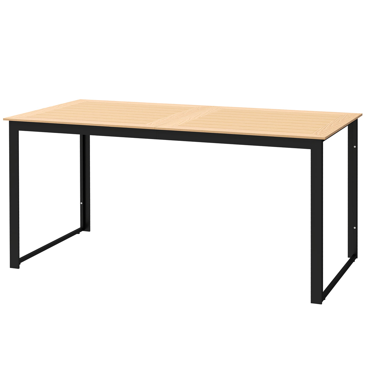 Gartentisch für 6 Personen 160 x 80 cm Wetterfest Balkontisch mit Lamellen-Tischplatte, Buffettisch Outdoor Teak