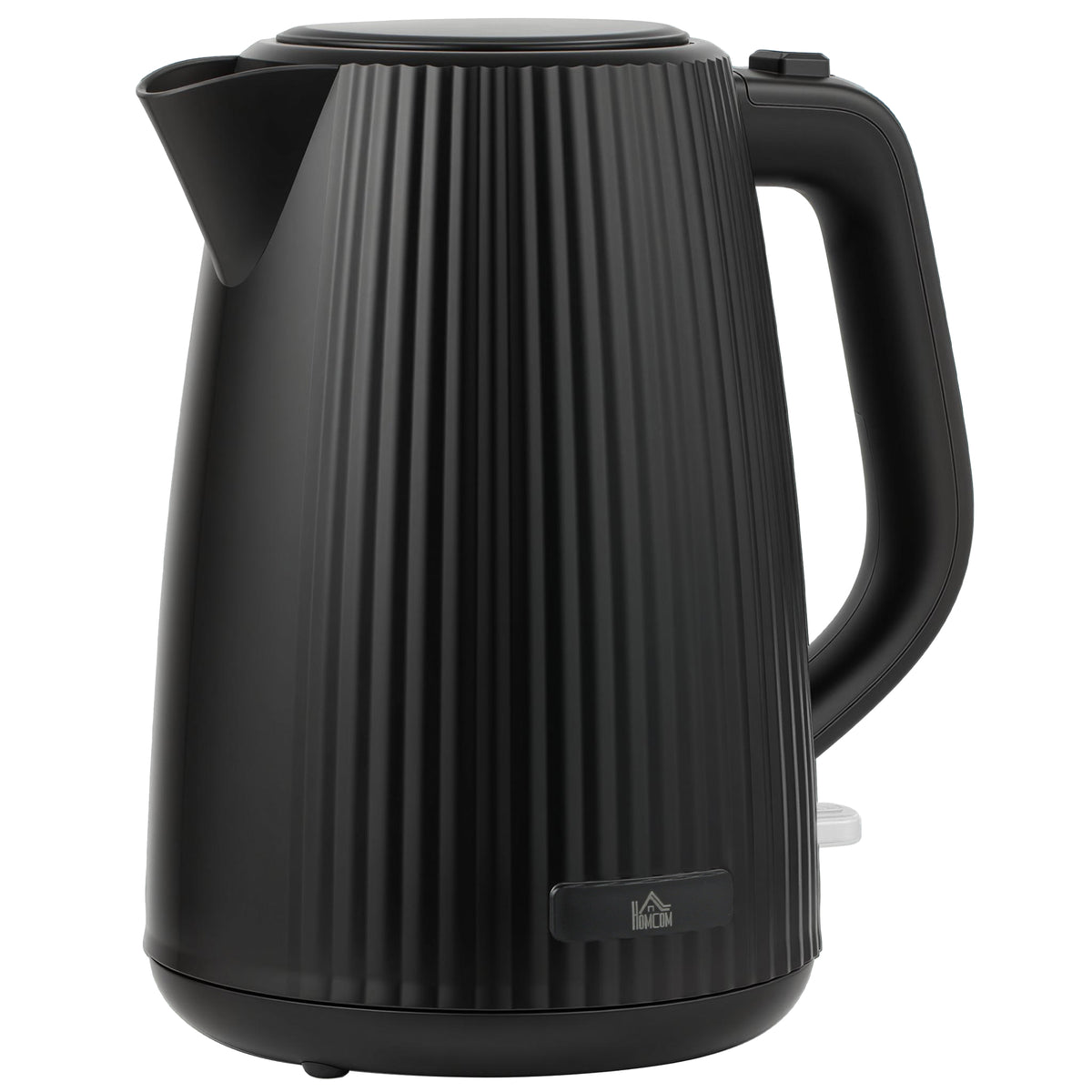 Elektrischer Wasserkocher, 1,7L, Schnellkochfunktion, 2200W, mit herausnehmbarem Kalkfilter, Abschaltautomatik, Schwarz