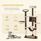  Kratzbaum mit Katzenhöhle Hängematte XXL Katzenbaum Kletterbaum Kletterbaum für Katzen Mehrstufiges Multiaktivitätszentrum Plüsch Braun 65 x 50 x 153 cm