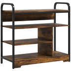 Schuhregal 4-stufig, offenes Design, Metallrahmen, verstellbare F¨¹?e, 70x30x65 cm, Braun/Schwarz