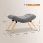 Moderner Fu?hocker mit Fleece-Bezug und Holzbeinen, gepolstert, f¨¹r Wohnzimmer, Schlafzimmer, Flur, Dunkelgrau