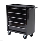 5-Drawer Tool Chest with Wheels, Steel Lockable Tool Storage Cabinet with Handle, 2 Keys for Garage, Workshop, Black