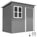 Gartenschuppen, Gartenhaus mit Fenster, verschließbare Tür, für Garten, Terrasse, Stahl, 221L x 133B x 190H cm, Grau