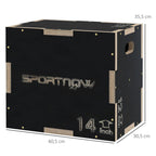 Multi-Faceted Jump Box, Wooden Step Up Box, for Home, Gym, Exercise, Black