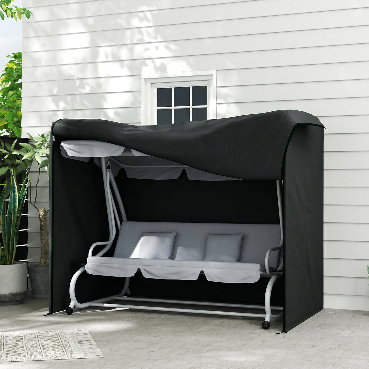 220 x 125cm Three-Seater Swing Chair Protective Cover - Black