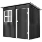 Gartenschuppen, Gartenhaus mit Fenster, verschließbare Tür, für Garten, Terrasse, Stahl, 221L x 133B x 190H cm, Grau