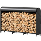 Kaminholzregal Metall 199 x 30 x 121 cm Brennholzregal 0,6m³ mit wasserdichter Abdeckung bis 300kg