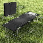  Feldbett faltbar Campingbett mit Kissen Tragetasche 183 x 66 x 33 cm Gästebett bis 114 kg Campingliege für Erwachsene Klappbett für Indoor, Outdoor, Garten Camping Reisen Schwarz