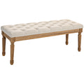 Polsterbank mit Knopfheftung, Bettbank, Vintage Design, 120x41x48cm, Cremewei?