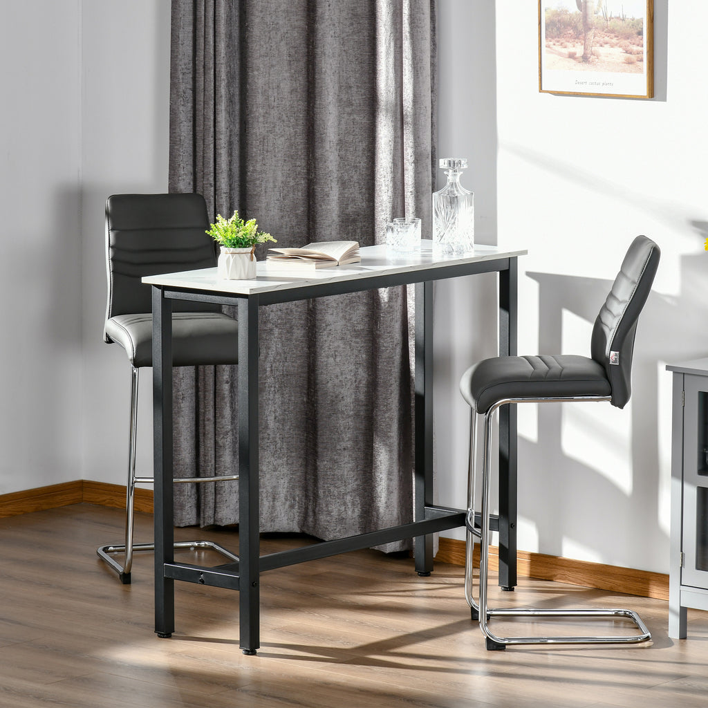 Rectangular Bar Table, Wood Effect Coffee Table for Small Space, Breakfast Dining, Kitchen, Industrial, White & Black