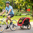 2-in-1 Hundeanhänger für Fahrrad Faltbarer Hundebuggy für kleine & mittelgroße Hunde bis 20 kg, Rot