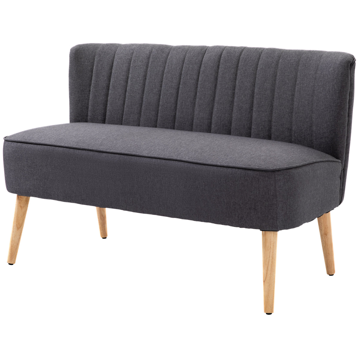 2-Sitzer Sofa, weiche Polsterung, pflegeleichter Bezug, bis 220 kg, 117 x 56,5 x 77 cm, Dunkelgrau